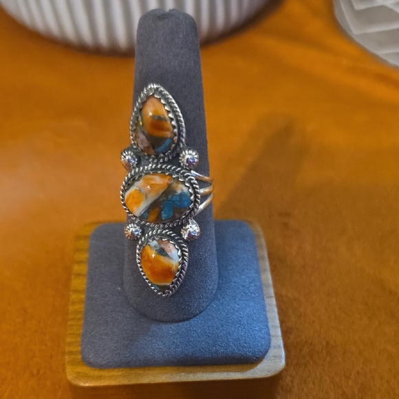 Jewelry - S935 Silver and Orange Stone Ring